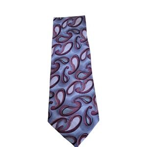 J Garcia Mens Tie Blue Iceberg Collection 37 Abstract Paisley Silk 100% Burgundy